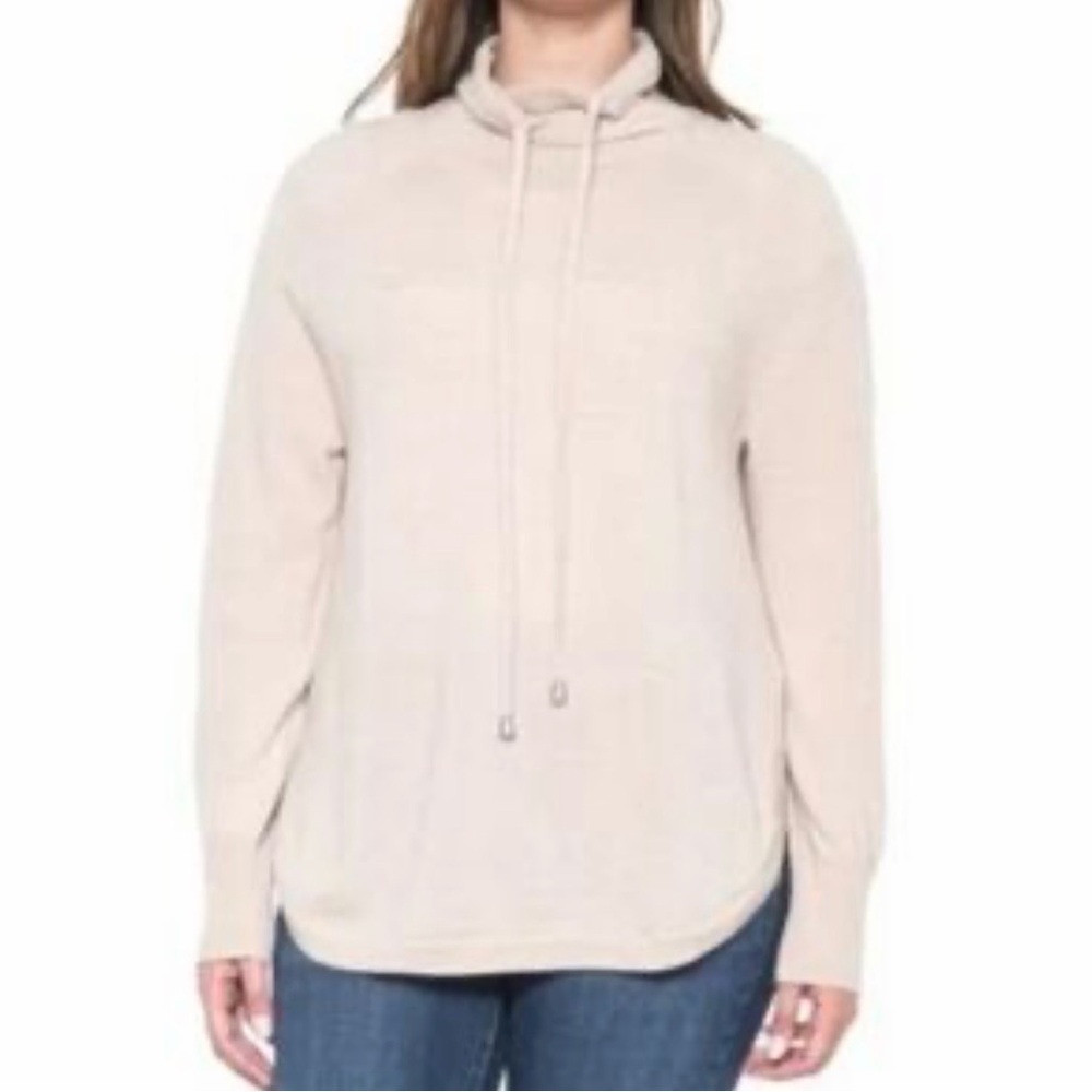 Cynthia Rowley 100% Merino Woom Beige Drawstring Sweater